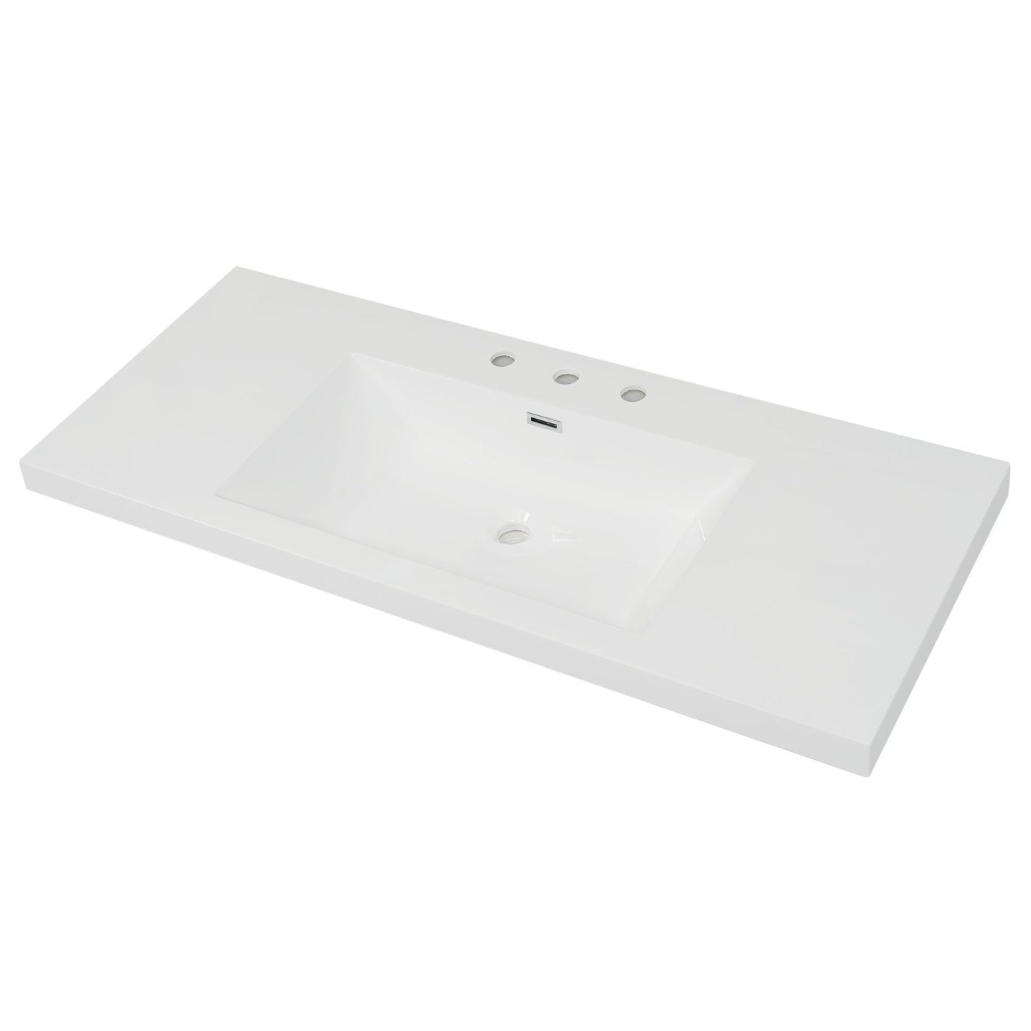 Vanity Top With 3 Faucet Holes, Rectangular Basin For Bathroom - White Noble House