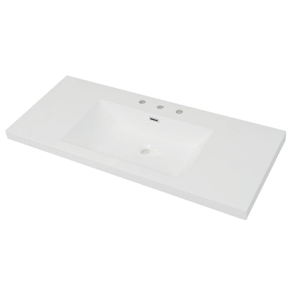 Vanity Top With 3 Faucet Holes, Rectangular Basin For Bathroom - White Noble House