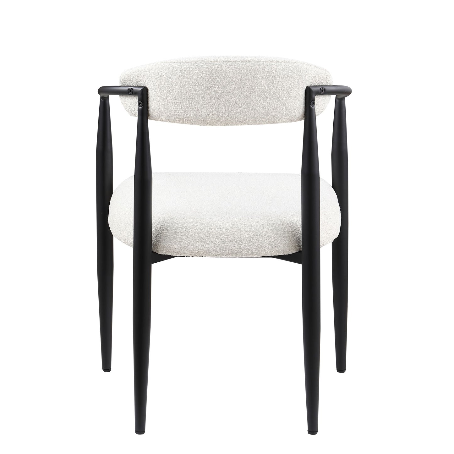 Dining Chairs (Set of 2), Mid-Century Modern Dining Chairs, Kitchen Dining Room Chairs, Round Boucle Backrest Sherpa Dining Chair With Metal Legs Home Essentials