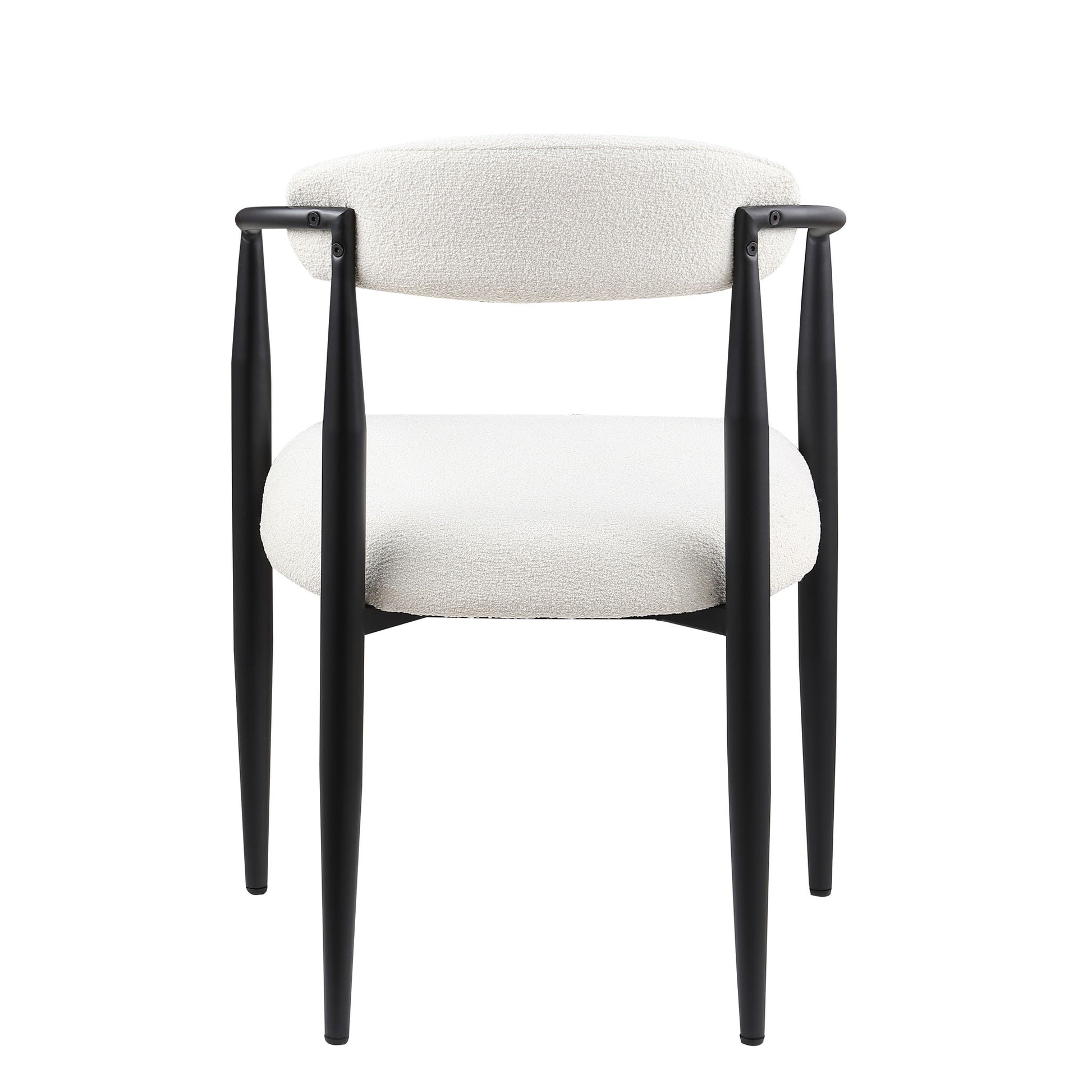 Dining Chairs (Set of 2), Mid-Century Modern Dining Chairs, Kitchen Dining Room Chairs, Round Boucle Backrest Sherpa Dining Chair With Metal Legs Home Essentials