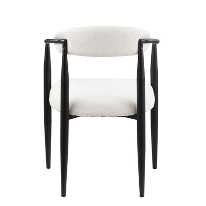 Dining Chairs (Set of 2), Mid-Century Modern Dining Chairs, Kitchen Dining Room Chairs, Round Boucle Backrest Sherpa Dining Chair With Metal Legs Home Essentials