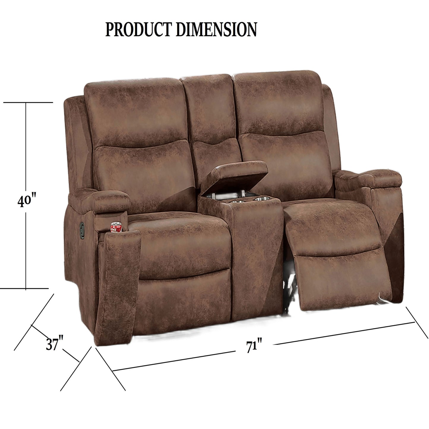 Modern Manual Motion Living Room Set & Hidden Cup Holders Home Essentials