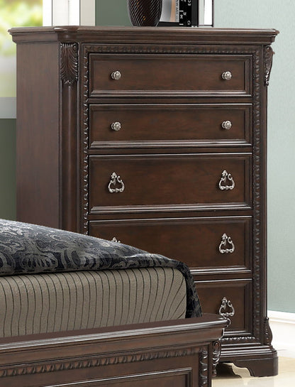Traditional 5 Drawer Chest - Mahogany Bernards Furniture