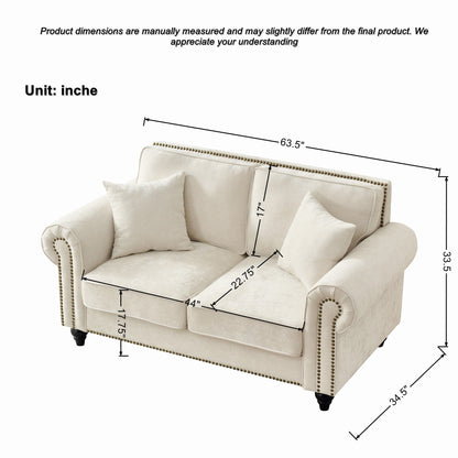 2 Seater Sofa With Rolled Arms, Tufted Upholstered Couch Home Essentials