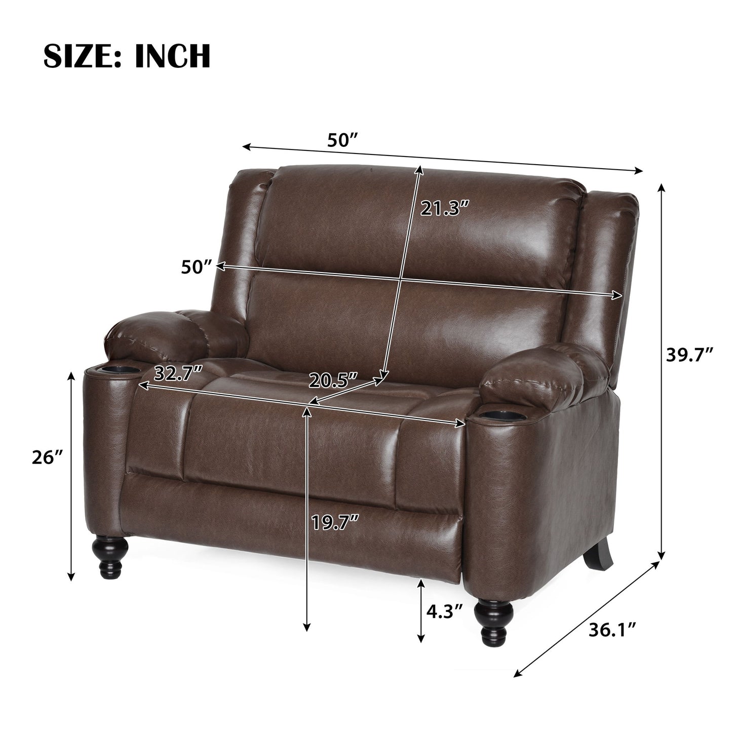 Tufted Design Wide Manual Recliner Chair Noble House
