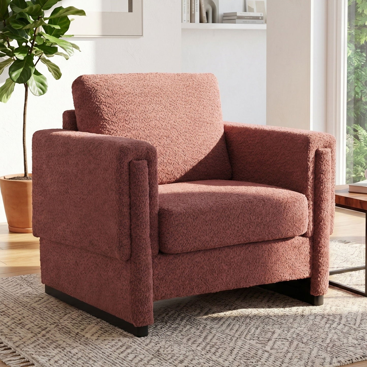 Upholstered Accent Armchair With Square Arm Hearth and Haven