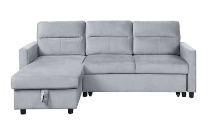 Ivy - Velvet Reversible Sleeper Sectional Sofa With Storage Chaise And Side Pocket Lilola Home