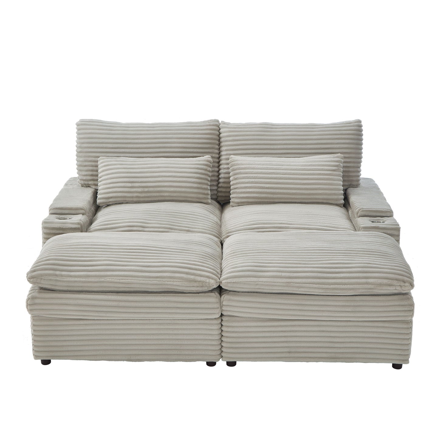 Convertible Loveseat Sofa With Storage, USB Ports, Cup Holders Hearth and Haven