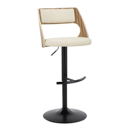 Cecina - Contemporary Adjustable Barstool With Swivel With Rounded T Footrest (Set of 2) - Black / Zebra / Cream Lumi Source