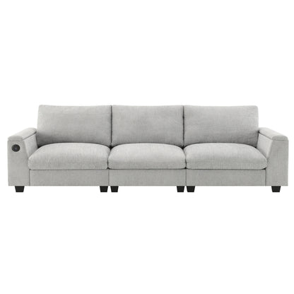 Sectional With Bluetooth Speaker Comfy Cloud Couch Set With Drop Down Table Cup Holders, USB Charger Storage Armrest Wide Seat Sofa