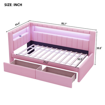 Upholstered Platform Bed With USB Ports And LED Belt Dreamland