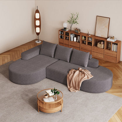 Modern Curved Sofa, L-Shaped Modular Sectional Set With 3 Pillows Home Essentials