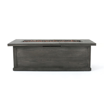 Transitional Rectangular Outdoor Propane Fire Pit With 50,000 Btu Noble House