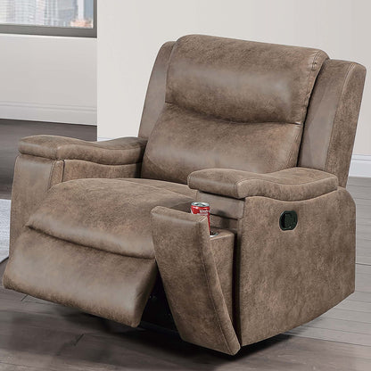 Manual Recliner With Hidden Cup Holder, Padded Seat And Backrest - Auburn Home Essentials