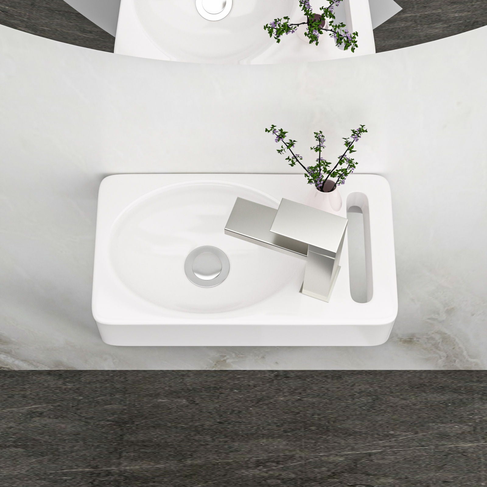 Rectangle, Wall Mount Bathroom Sink & Single Faucet Hole - White Daily Nest