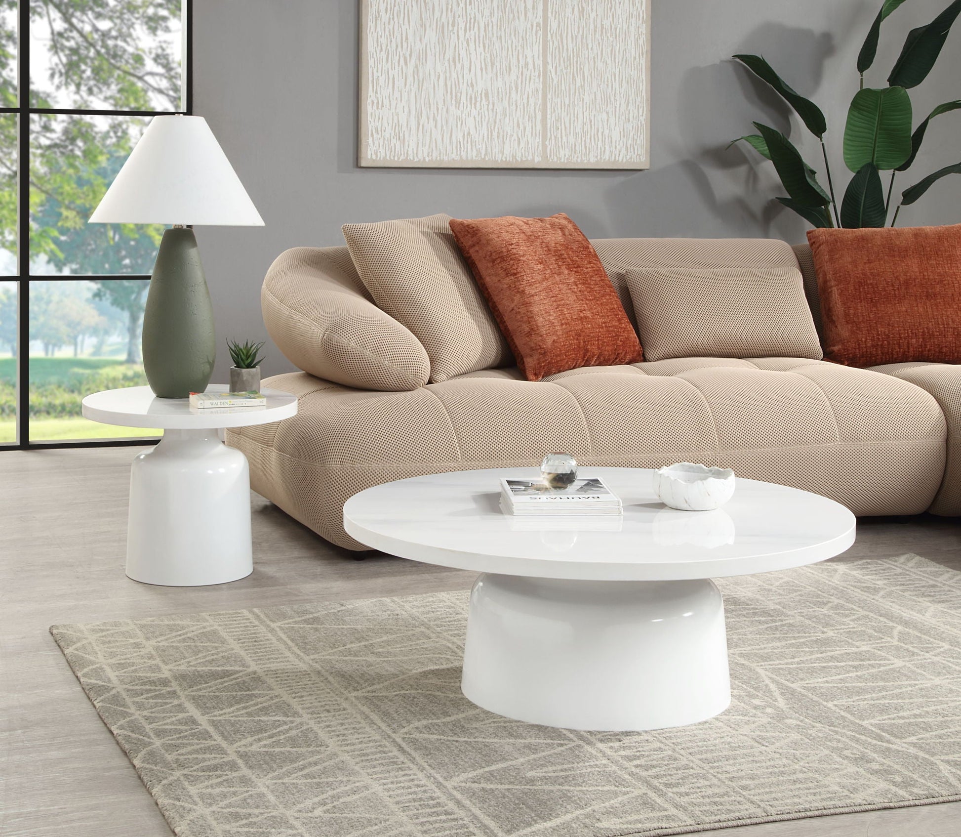 Zaid - Engineering Marble High Gloss Table Acme