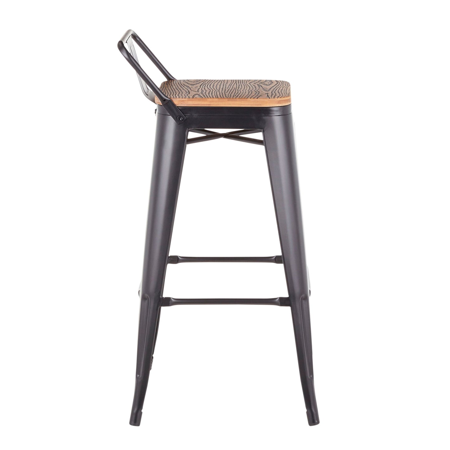 Oregon - Industrial Low Back Barstool (Set of 2) - Black Lumi Source