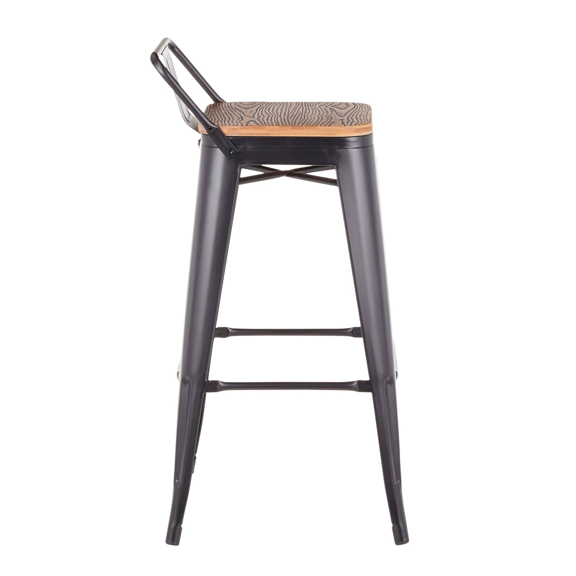 Oregon - Industrial Low Back Barstool (Set of 2) - Black Lumi Source