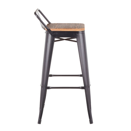 Oregon - Industrial Low Back Barstool (Set of 2) - Black Lumi Source