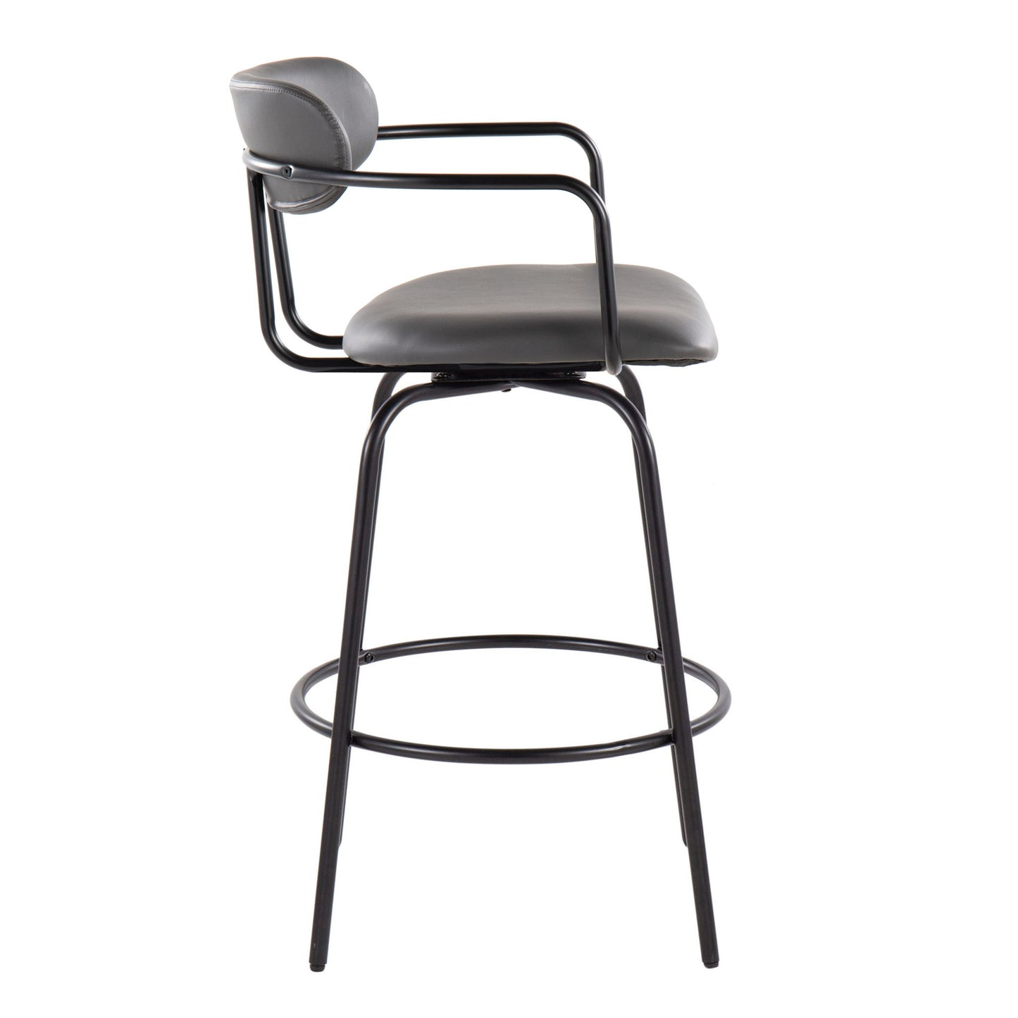 Demi - Contemporary Fixed Height Counter Stool With Swivel With Round Footrest (Set of 2) Lumi Source