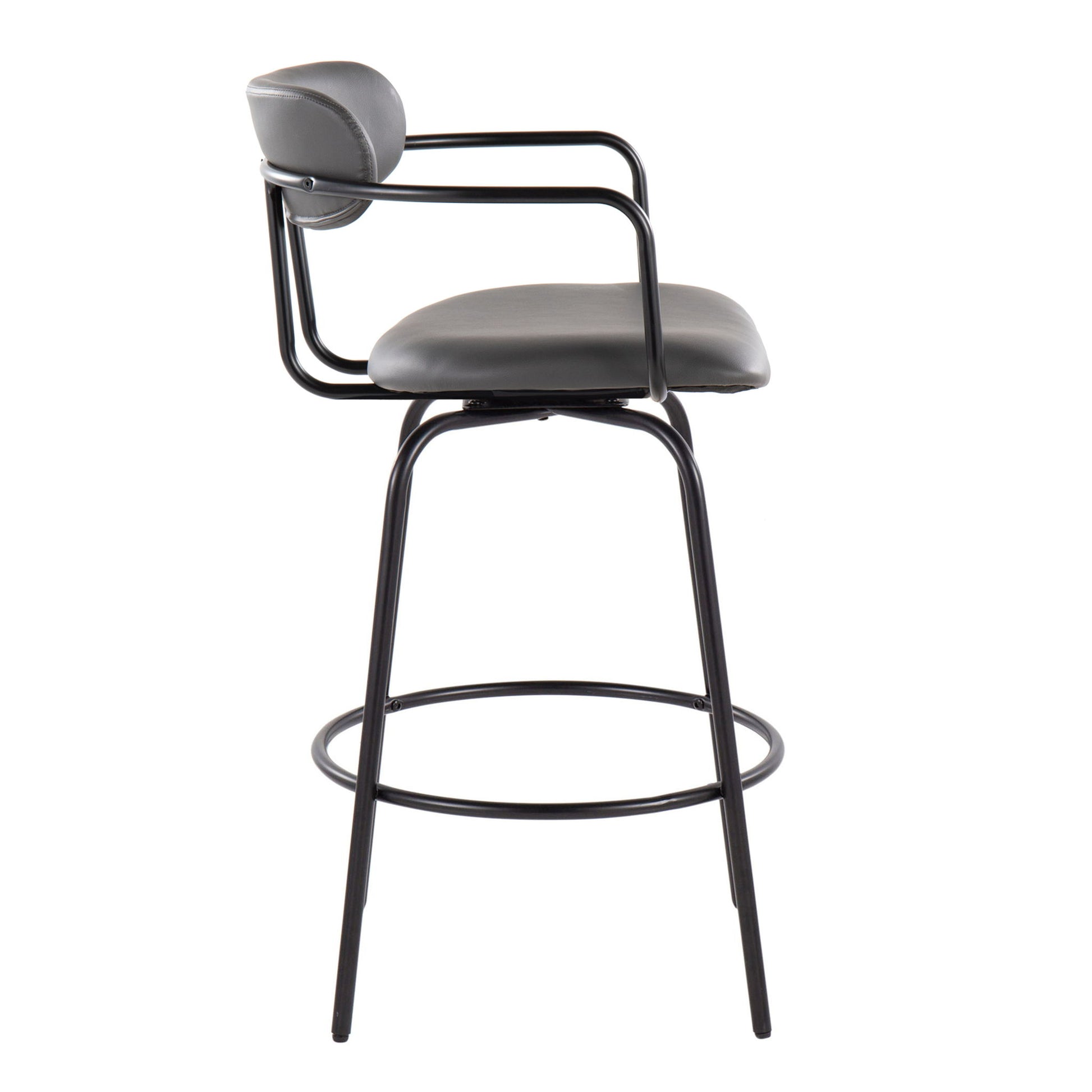Demi - Contemporary Fixed Height Counter Stool With Swivel With Round Footrest (Set of 2) Lumi Source