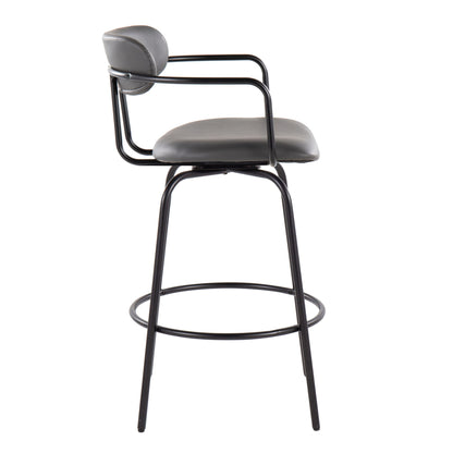 Demi - Contemporary Fixed Height Counter Stool With Swivel With Round Footrest (Set of 2) Lumi Source