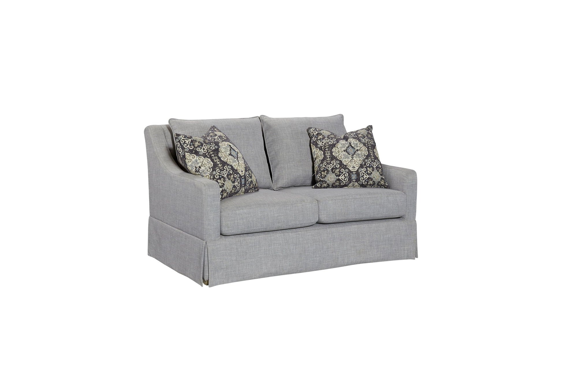 Loveseat With Skirt And Reversable Cushions And 2 Pillows - Light Gray Bernards Furniture