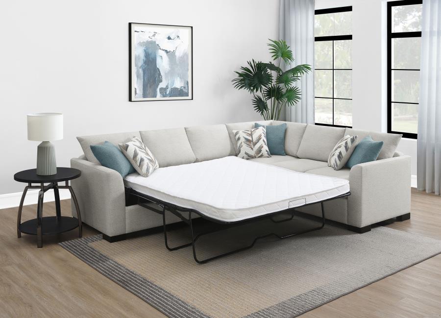 Ashford - Chenille Upholstered Sleeper Sectional Sofa - Greige Coaster Fine Furniture