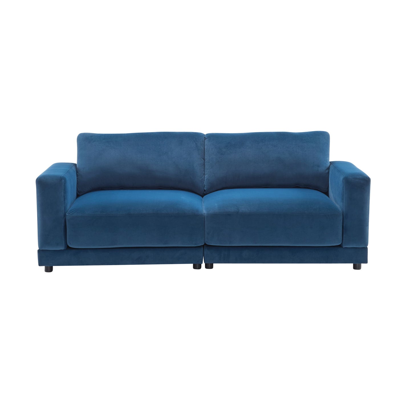 Modern Square Arm Sofa With Soft Fabric Upholstery, Deep Cushions Noble House