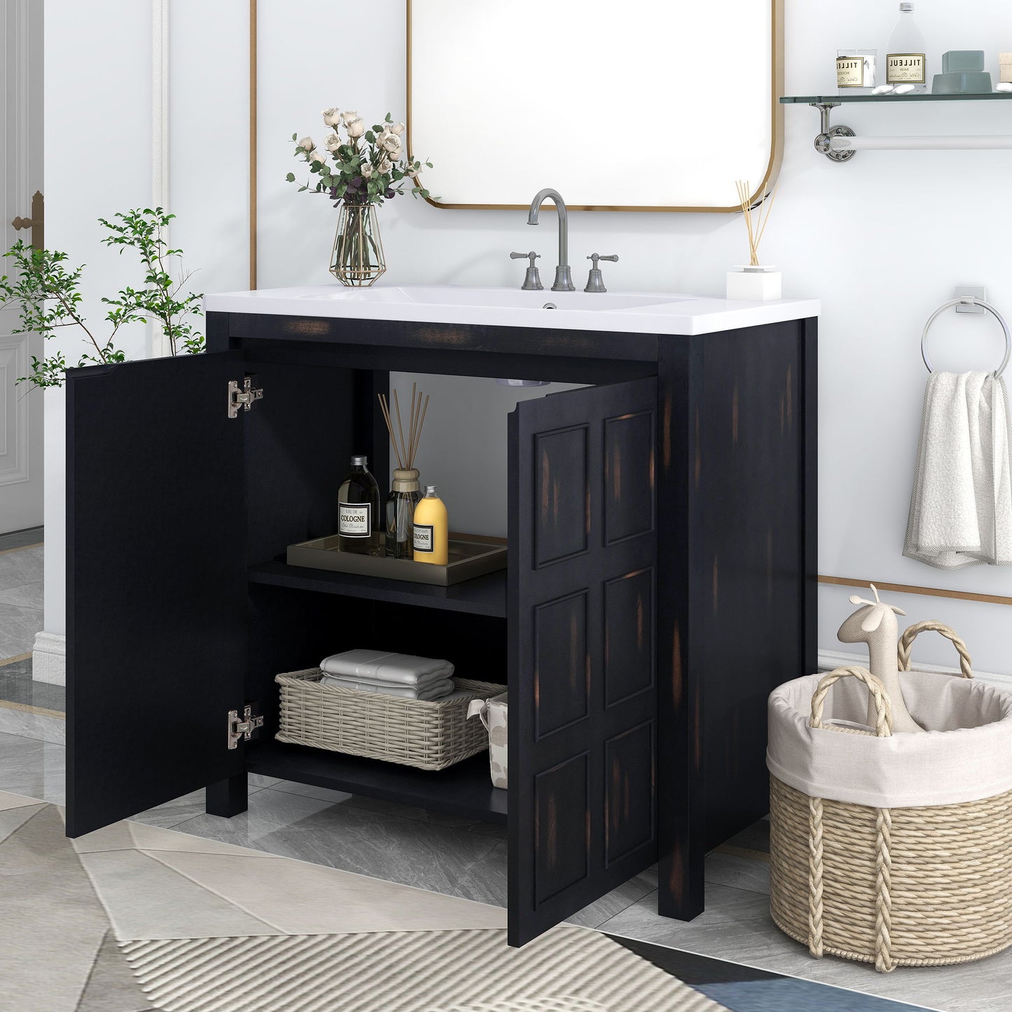 Bathroom Vanity Organizer With Sink, Combo Cabinet Set, Bathroom Storage Cabinet Hearth and Haven