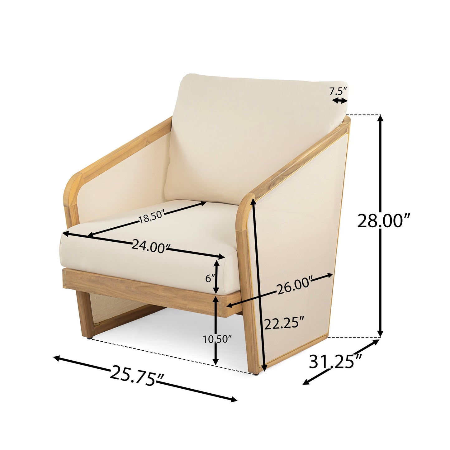Royal - Wood Textilene Club Chair Noble House