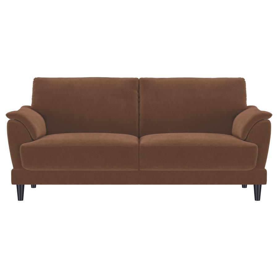 Selma - Velvet Upholstered Crescent Arm Sofa - Rust Coaster Fine Furniture