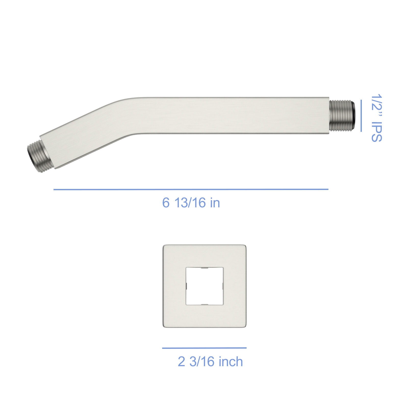 Elegant 6" Shower Arm With Flange, Stainless Steel Construction For Rain Shower Heads Daily Nest