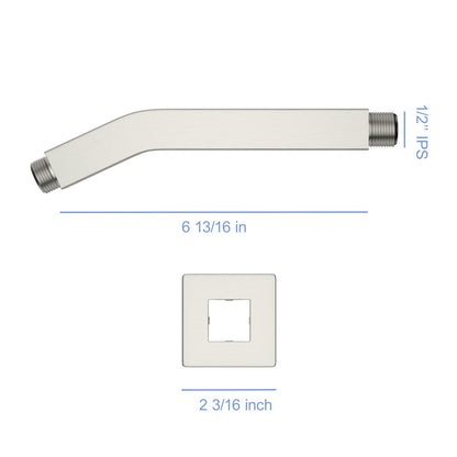 Elegant 6" Shower Arm With Flange, Stainless Steel Construction For Rain Shower Heads Daily Nest