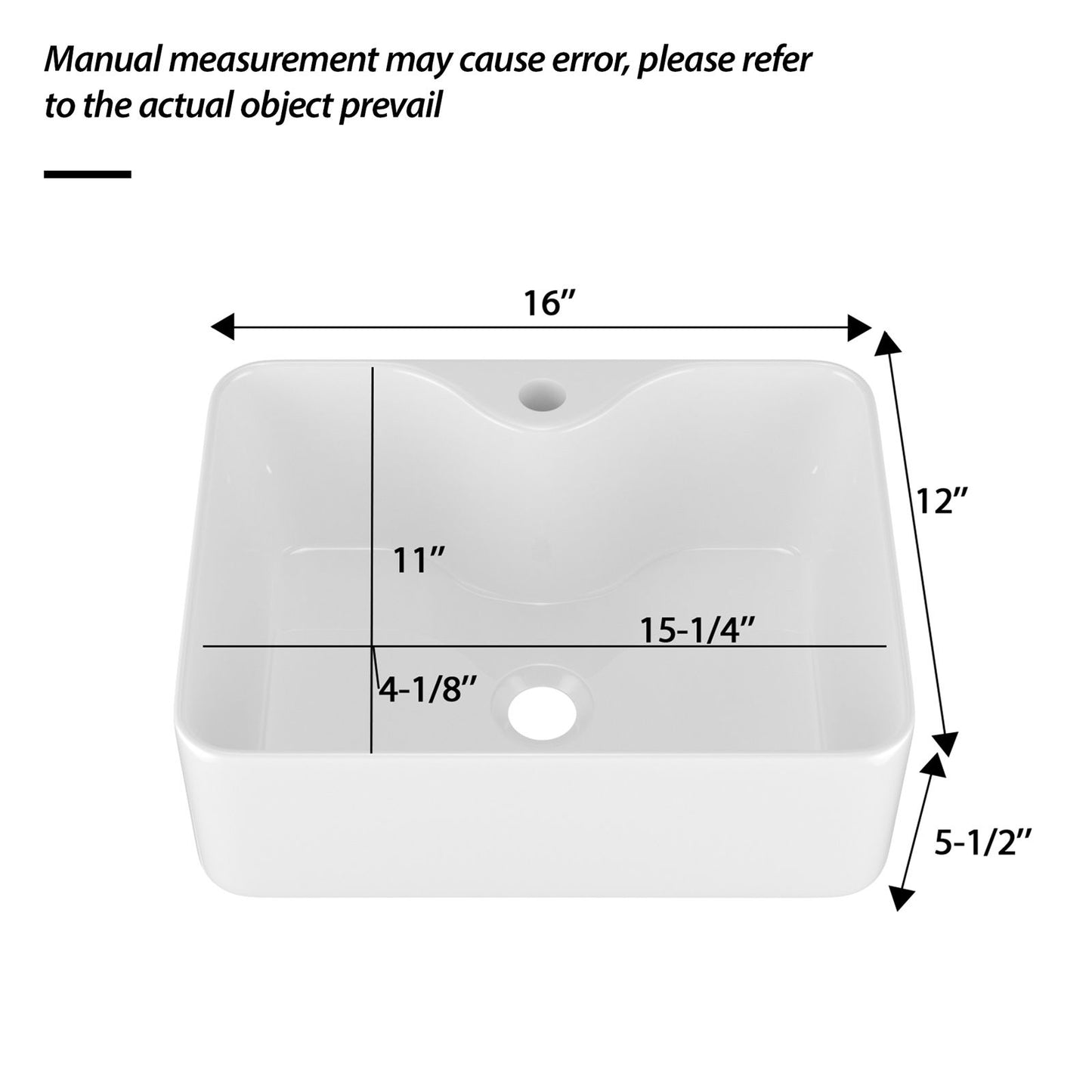 Rectangular Vessel Sink With Faucet & Drain - White / Black Daily Nest
