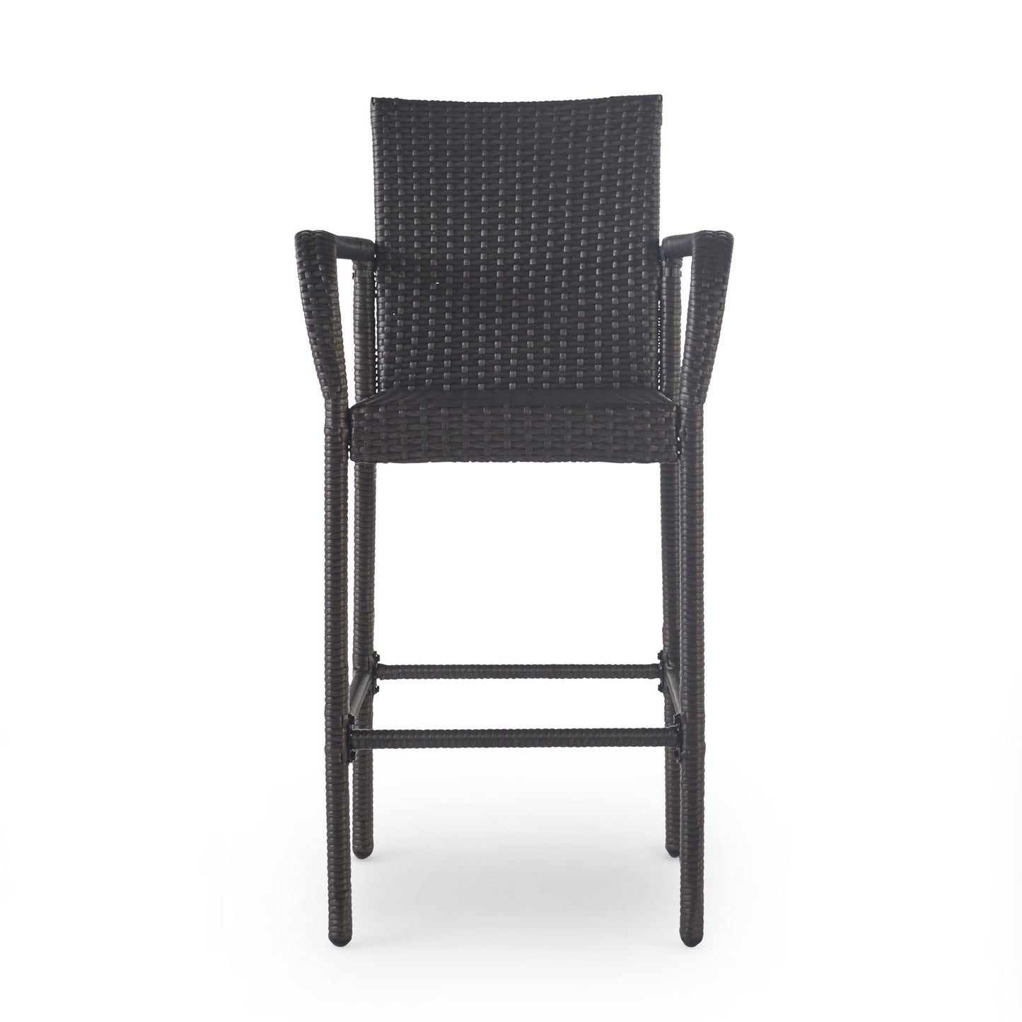 Outdoor Wicker Barstools With Rattan And Iron Frame Noble House