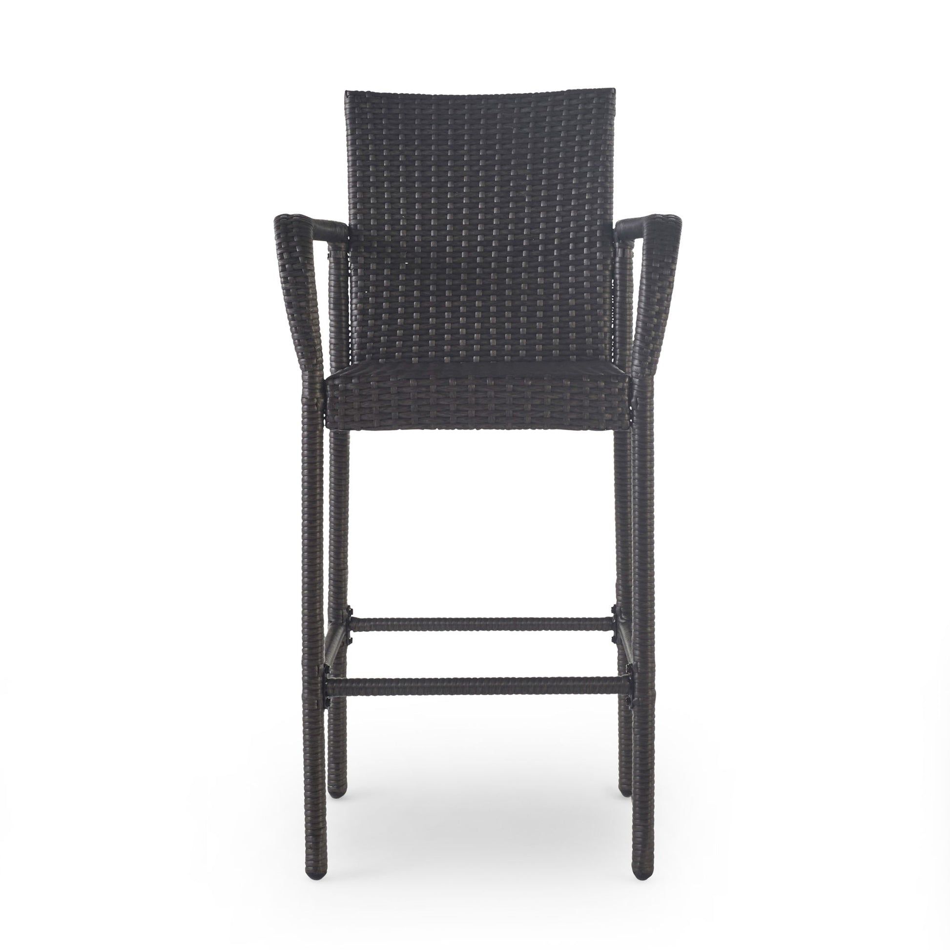 Outdoor Wicker Barstools With Rattan And Iron Frame Noble House