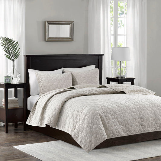 Harper - Reversible 3 Piece Coverlet Set - Ivory