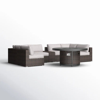 Rattan Patio Set With Comfortable Cushions And Fire Pit LSI Patio Furniture