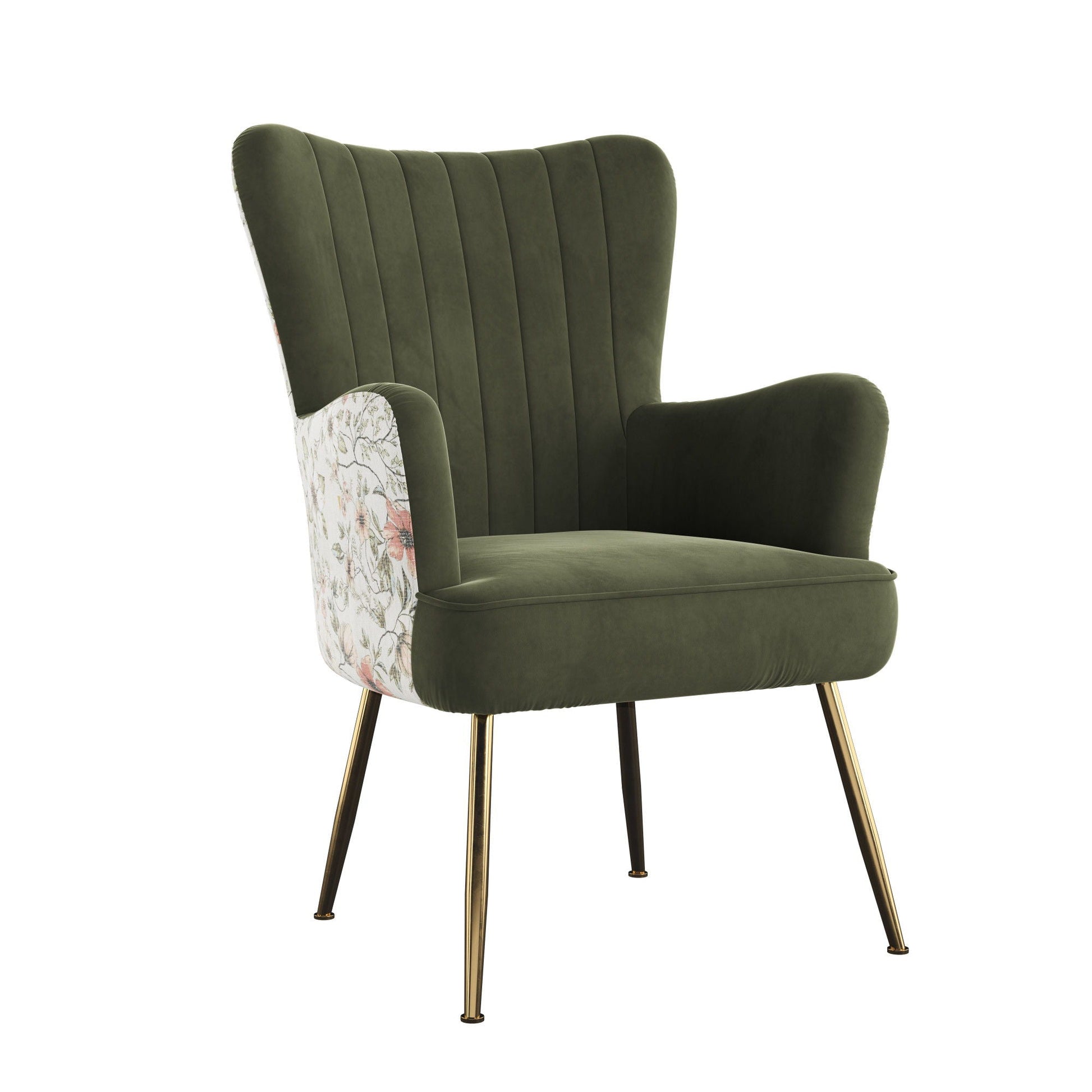 Accent Chair With Unique Print Fabric Emerald Home