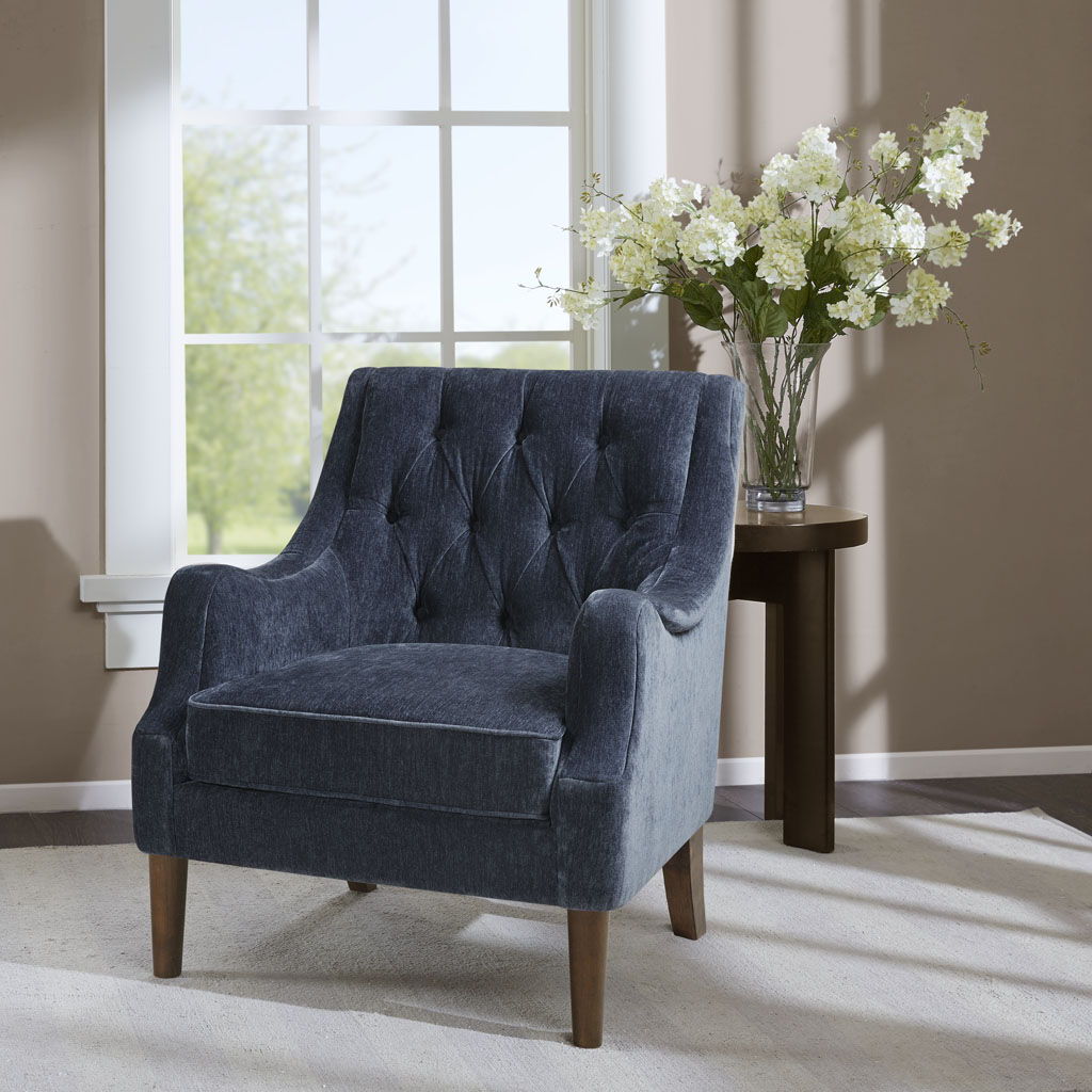 Qwen - Button Tufted Accent Chair - Navy