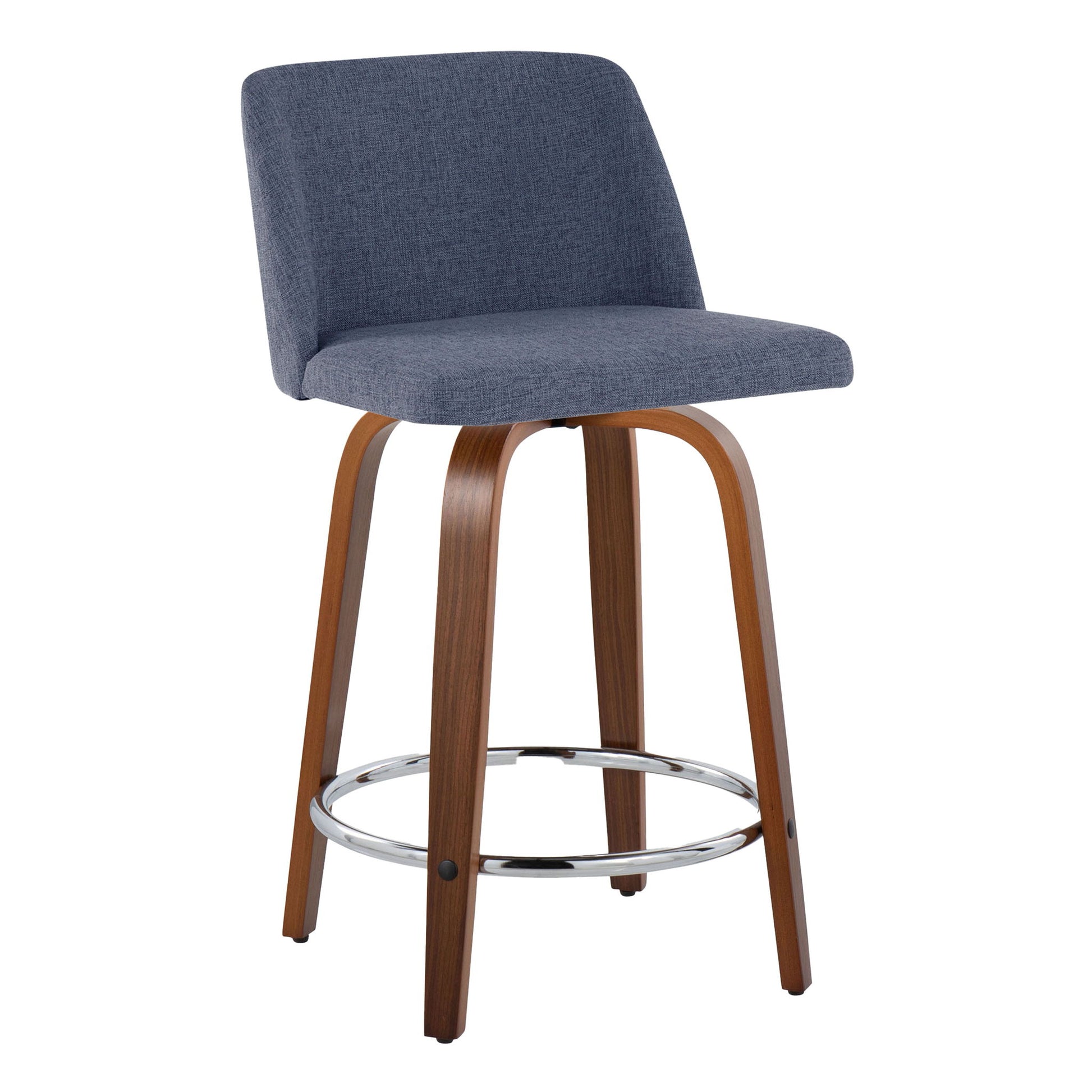 Toriano - Mid Century Modern Fixed Height Counter Stool With Swivel With Round Footrest (Set of 2) Lumi Source