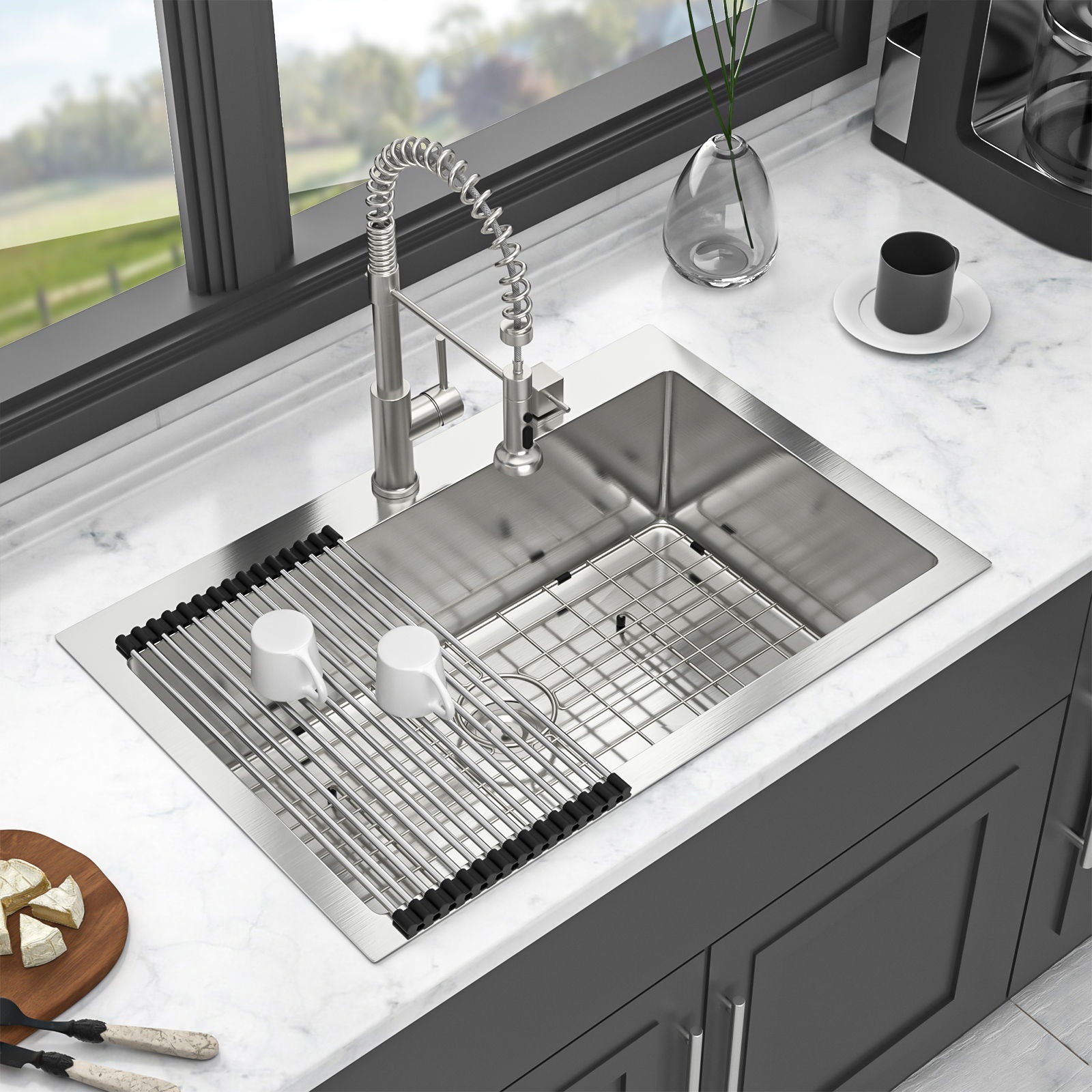 Kitchen Sink Drop In, Stainless Steel Single Bowl, Topmount Daily Nest