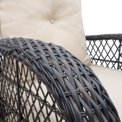Garden Rocking Chair, Outdoor Rattan Rocker Chair With All-Weather Hand-Woven Resin Wicker, Patio Relaxing Lounge Furniture With Powder-Coated Metal Frame For Backyard, Porch - Brown / Beige Home Essentials