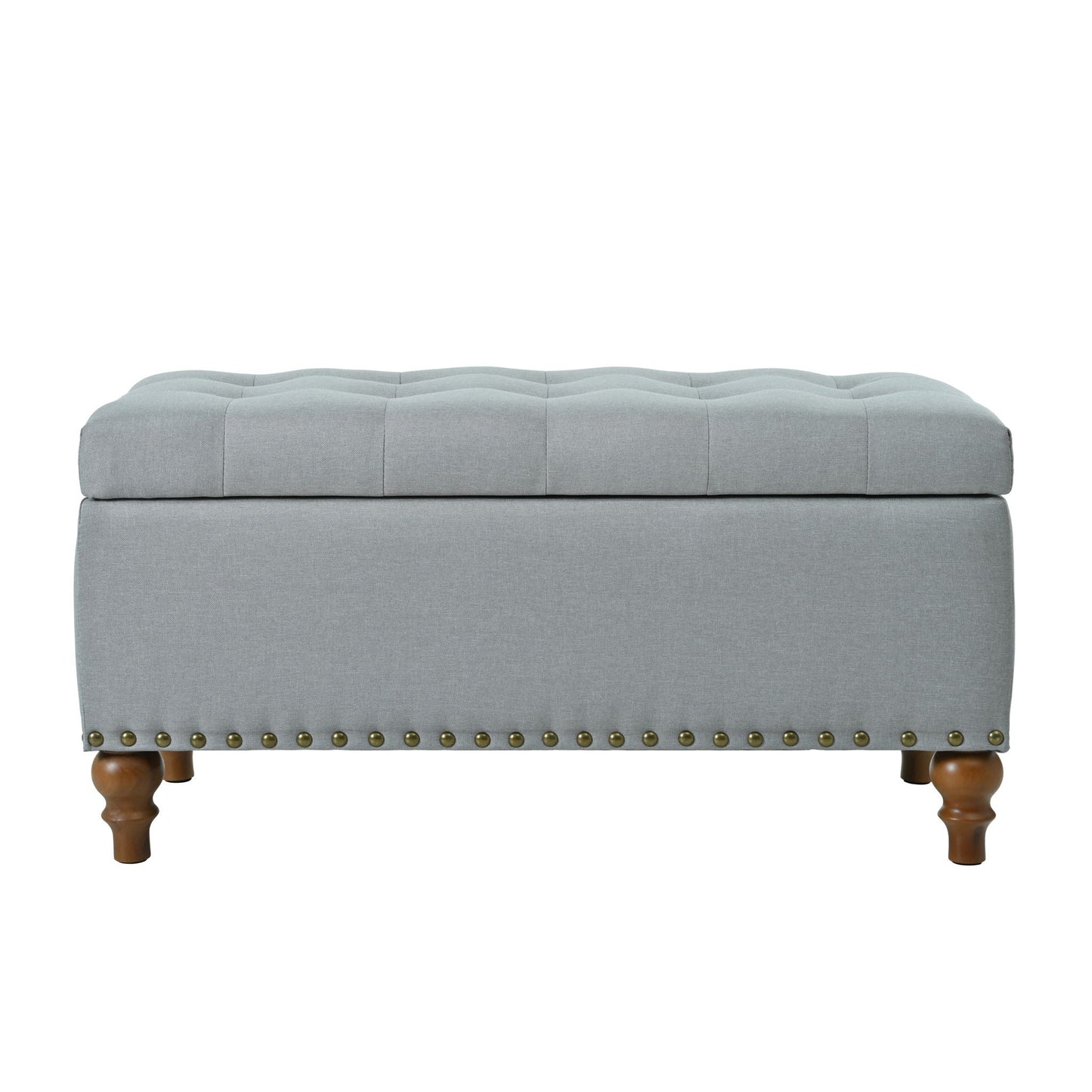 Upholstered Ottoman With Storage And Rivet Trim Home Essentials