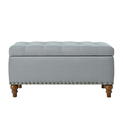 Upholstered Ottoman With Storage And Rivet Trim Home Essentials