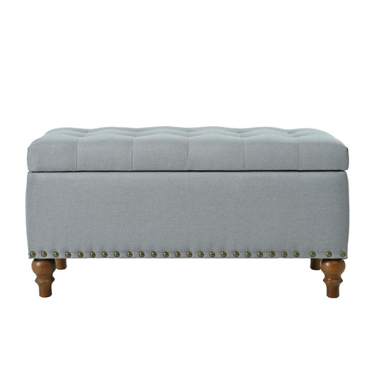 Upholstered Ottoman With Storage And Rivet Trim Home Essentials