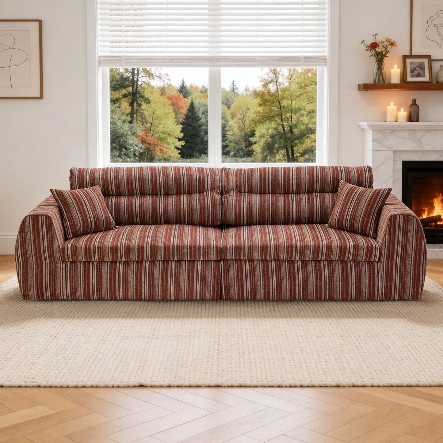 3 Seater, Couch With Throw Pillows For Living Room Home Essentials