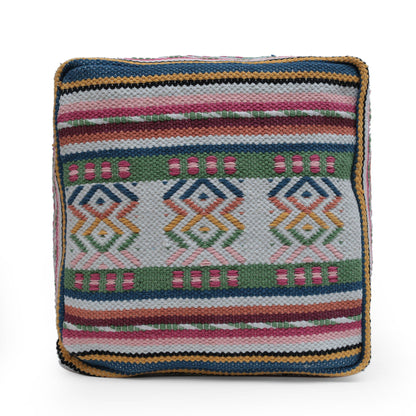 Inca - Handcrafted Peruvian Print Square Pouf Ottoman - Multicolor Home Essentials