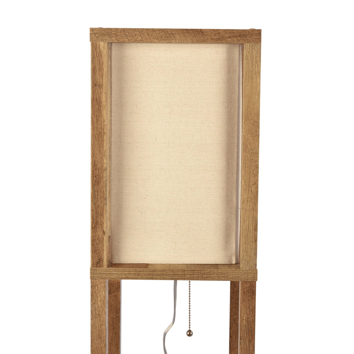 Pinnacle - Shelf Floor Lamp For Bedroom / Living Room, Long Shade - Natural Wood / White Ashcroft Furniture
